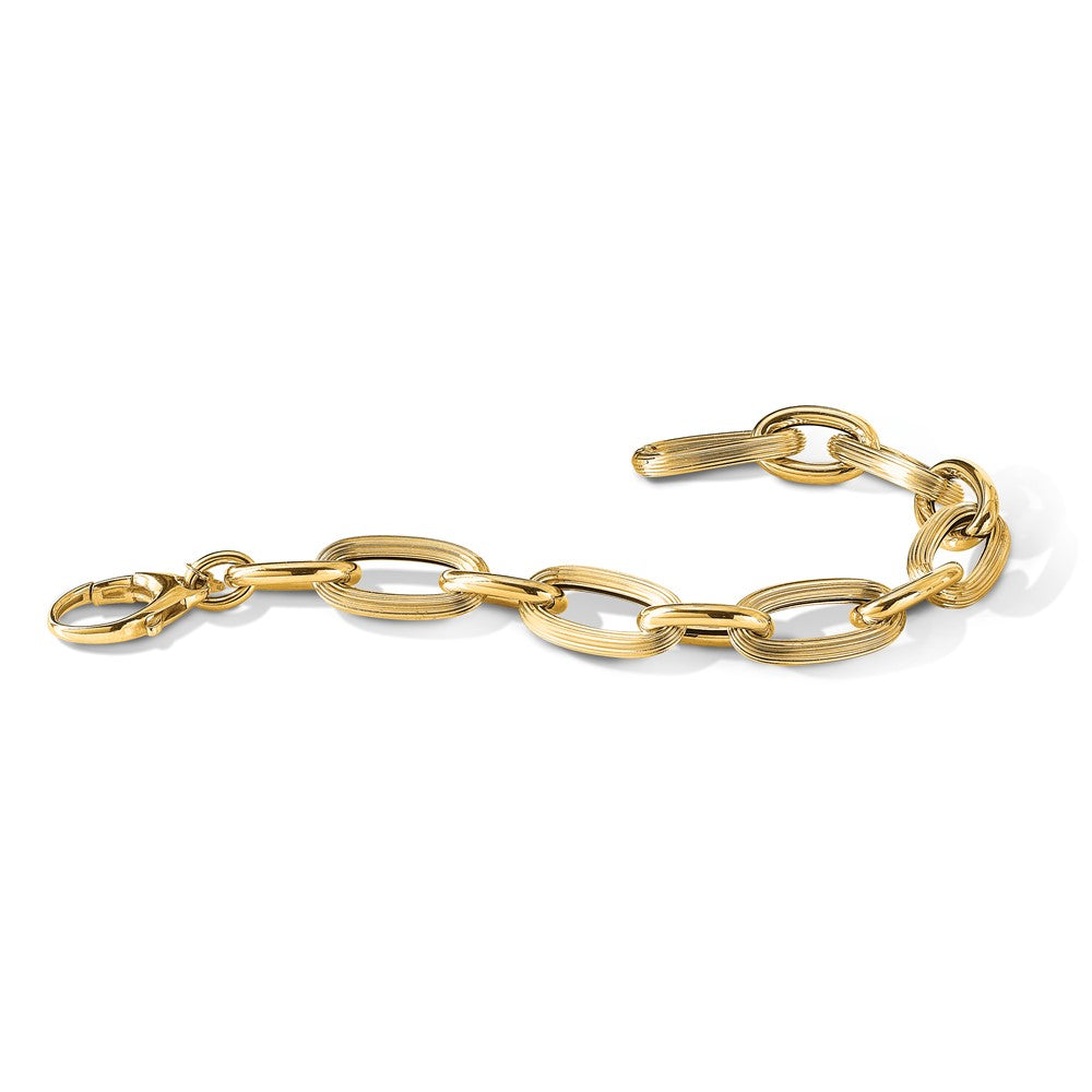 Polished Textured Hollow Fancy Link Bracelet 8.5"