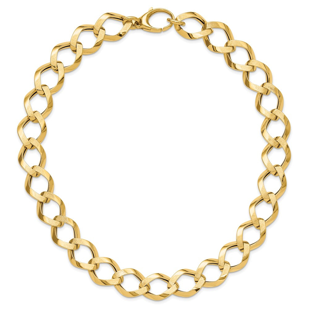 Polished Brushed Lightweight Fancy Link Necklace 18"