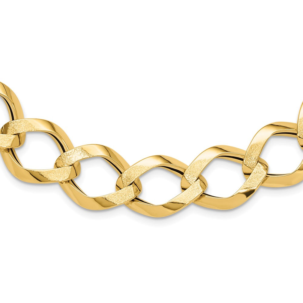 Polished Brushed Lightweight Fancy Link Necklace 18"