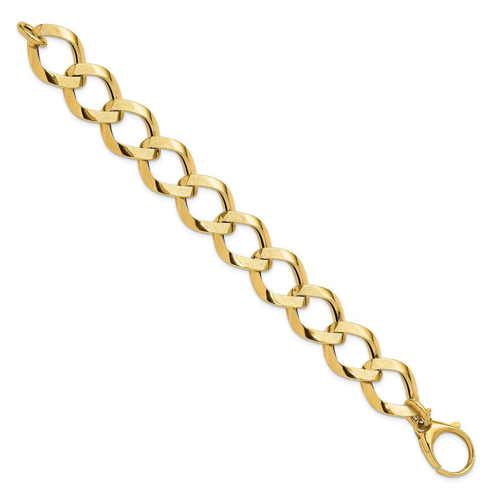 Polished and Brushed Lightweight Fancy Link Bracelet 7.5"