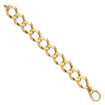 Polished and Brushed Lightweight Fancy Link Bracelet 7.5"