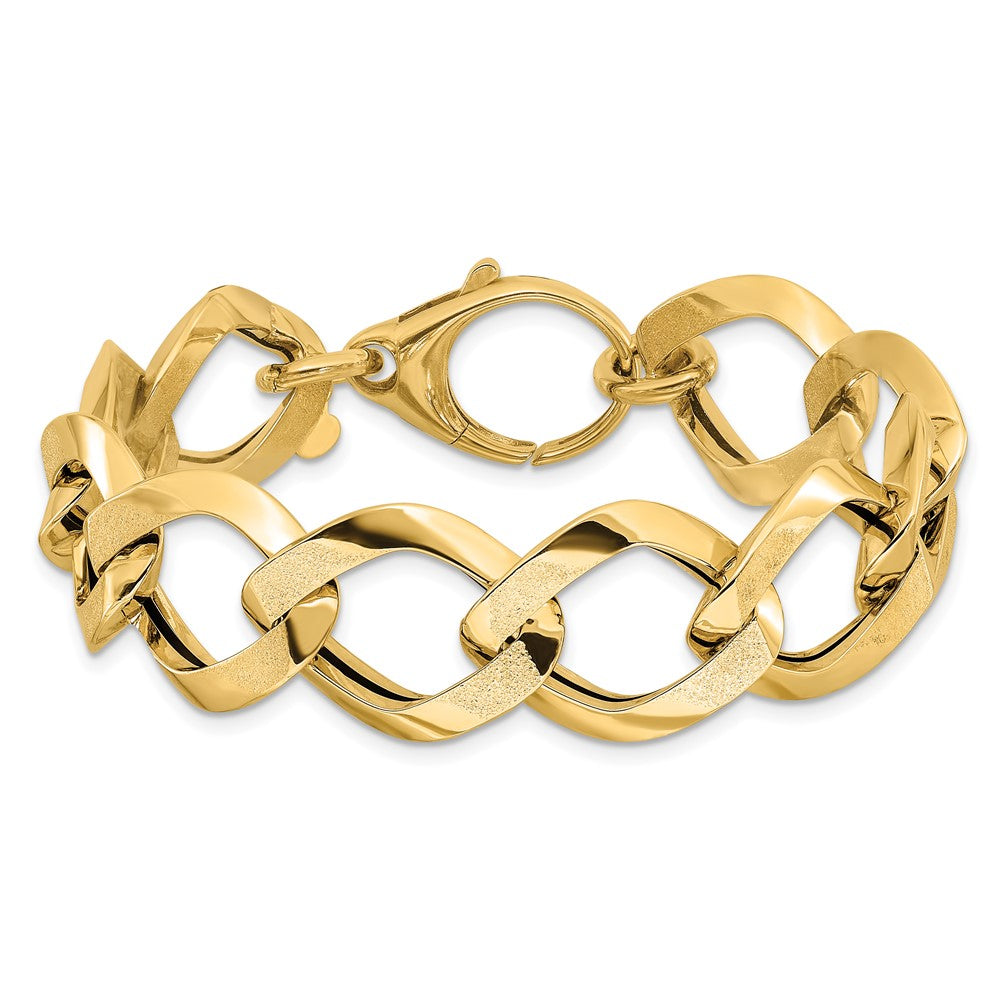 Polished and Brushed Lightweight Fancy Link Bracelet 7.5"