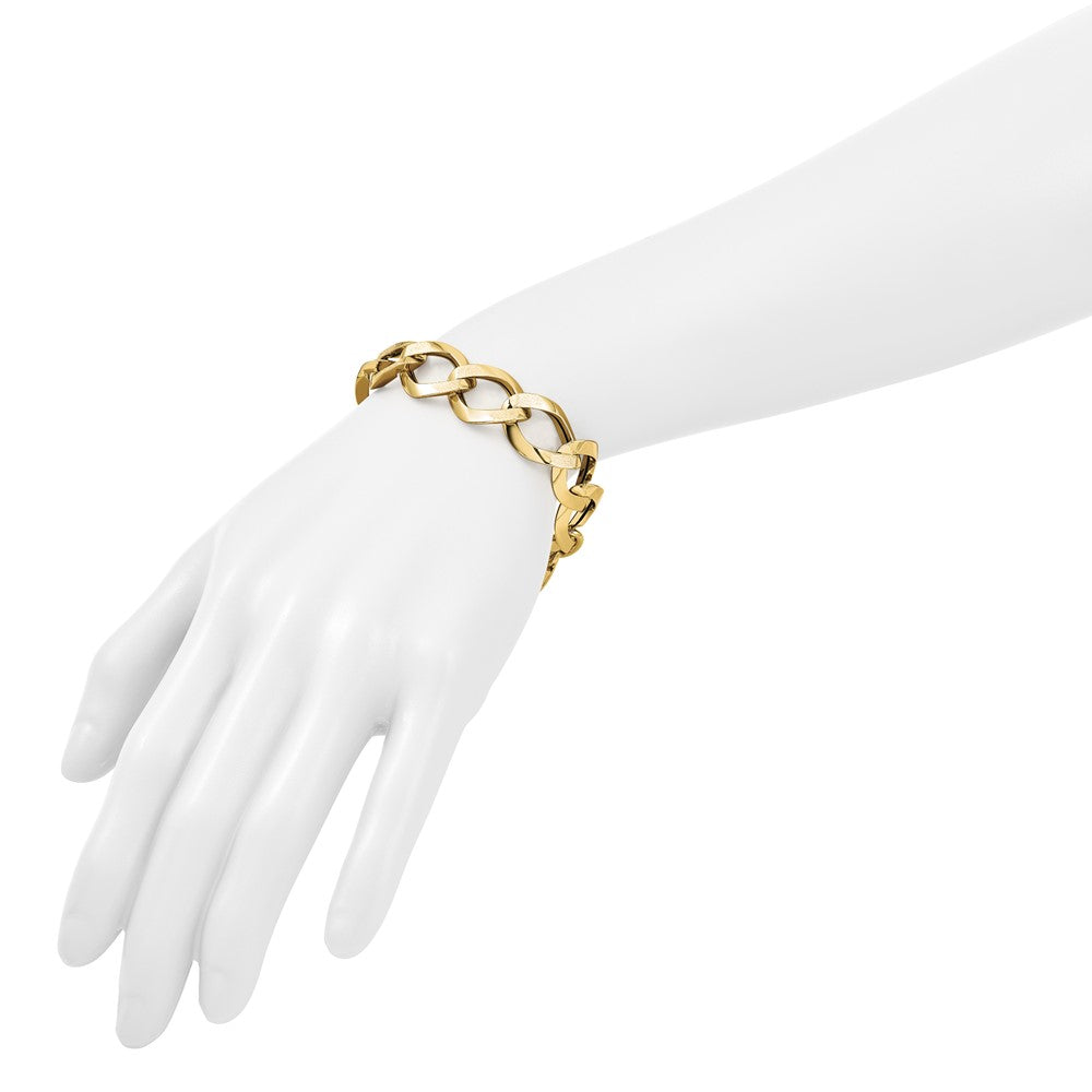 Polished and Brushed Lightweight Fancy Link Bracelet 7.5"