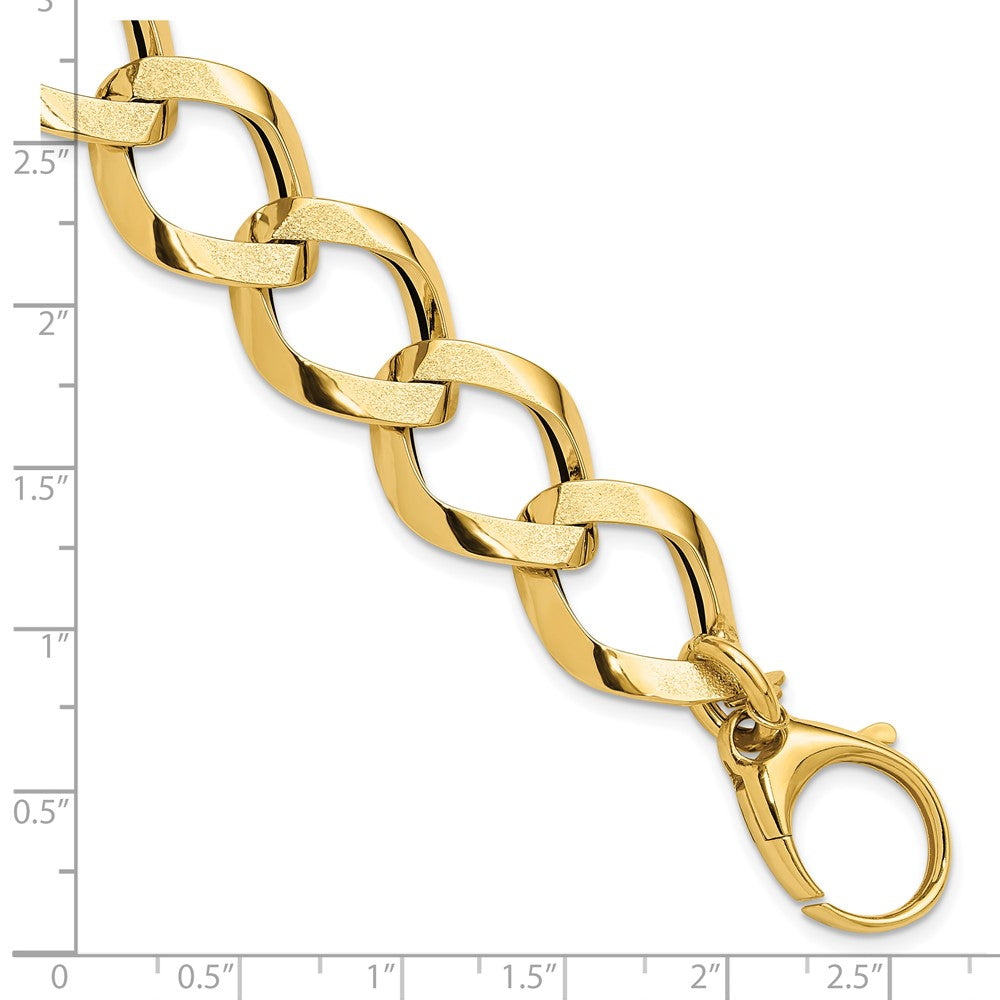 Polished and Brushed Lightweight Fancy Link Bracelet 7.5"