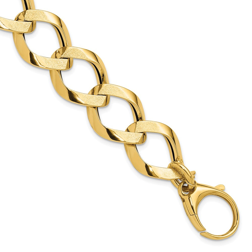 Polished and Brushed Lightweight Fancy Link Bracelet 7.5"