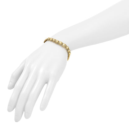 Polished Textured and Diamond-cut Beaded Bracelet 7.5"