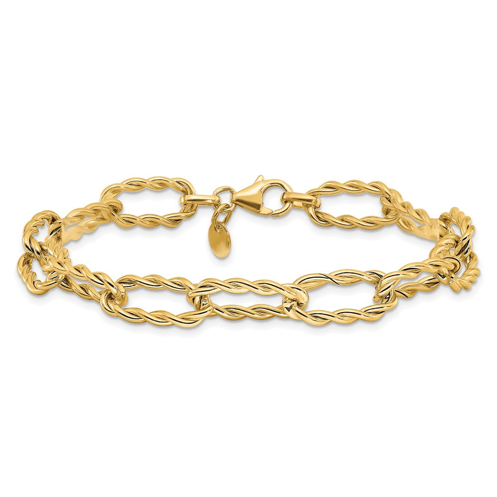 Polished and Textured Twisted Link Bracelet 7.5" - 7.7mm