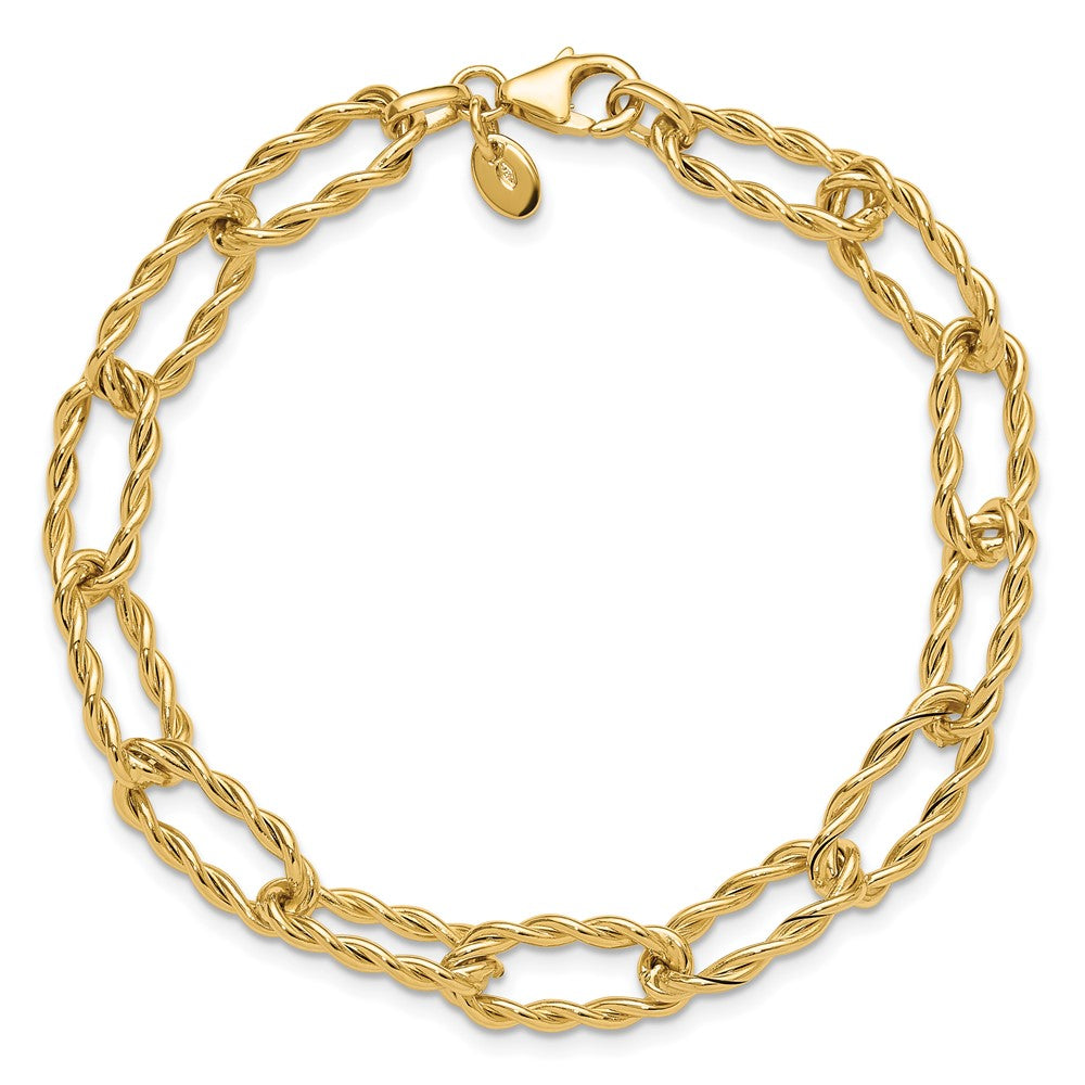 Polished and Textured Twisted Link Bracelet 7.5" - 7.7mm