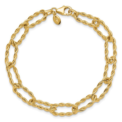 Polished and Textured Twisted Link Bracelet 7.5" - 7.7mm
