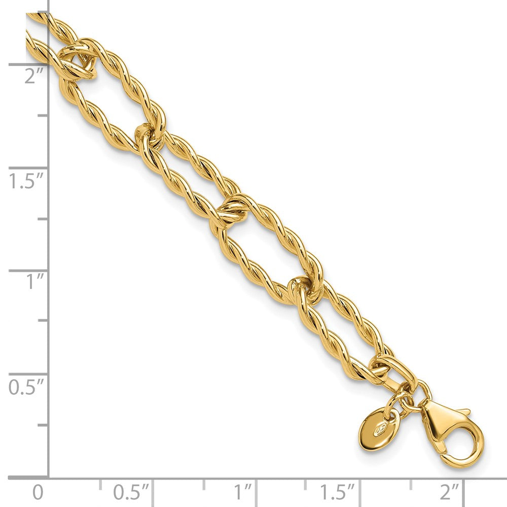 Polished and Textured Twisted Link Bracelet 7.5" - 7.7mm