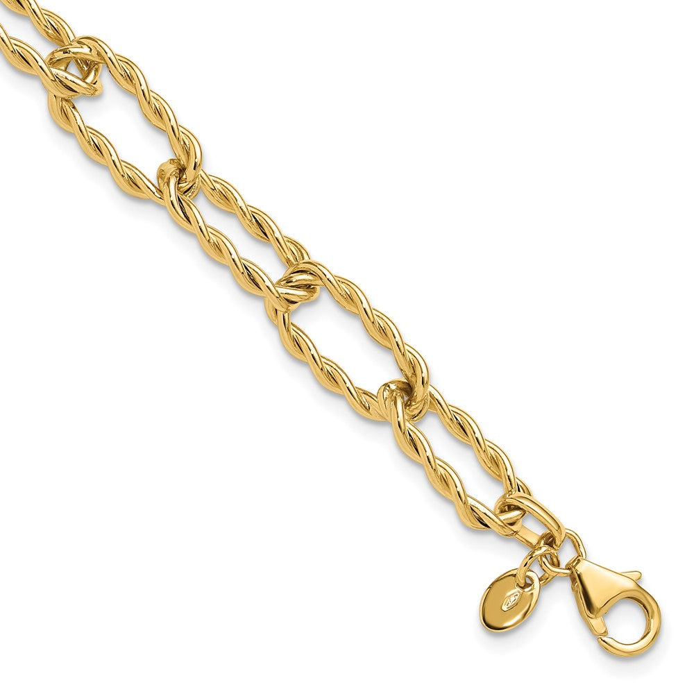 Polished and Textured Twisted Link Bracelet 7.5" - 7.7mm
