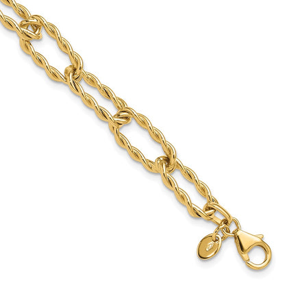 Polished and Textured Twisted Link Bracelet 7.5" - 7.7mm