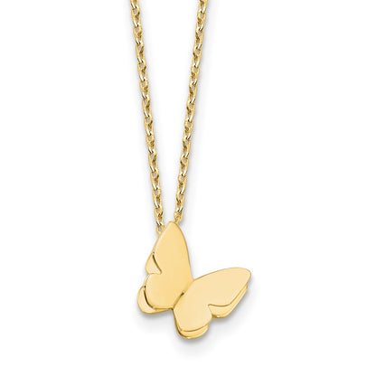 Polished Butterfly Charm with 2in ext. Necklace