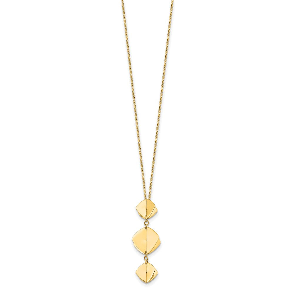 Polished Fancy Dangle Pendant Plus 2in ext. Necklace