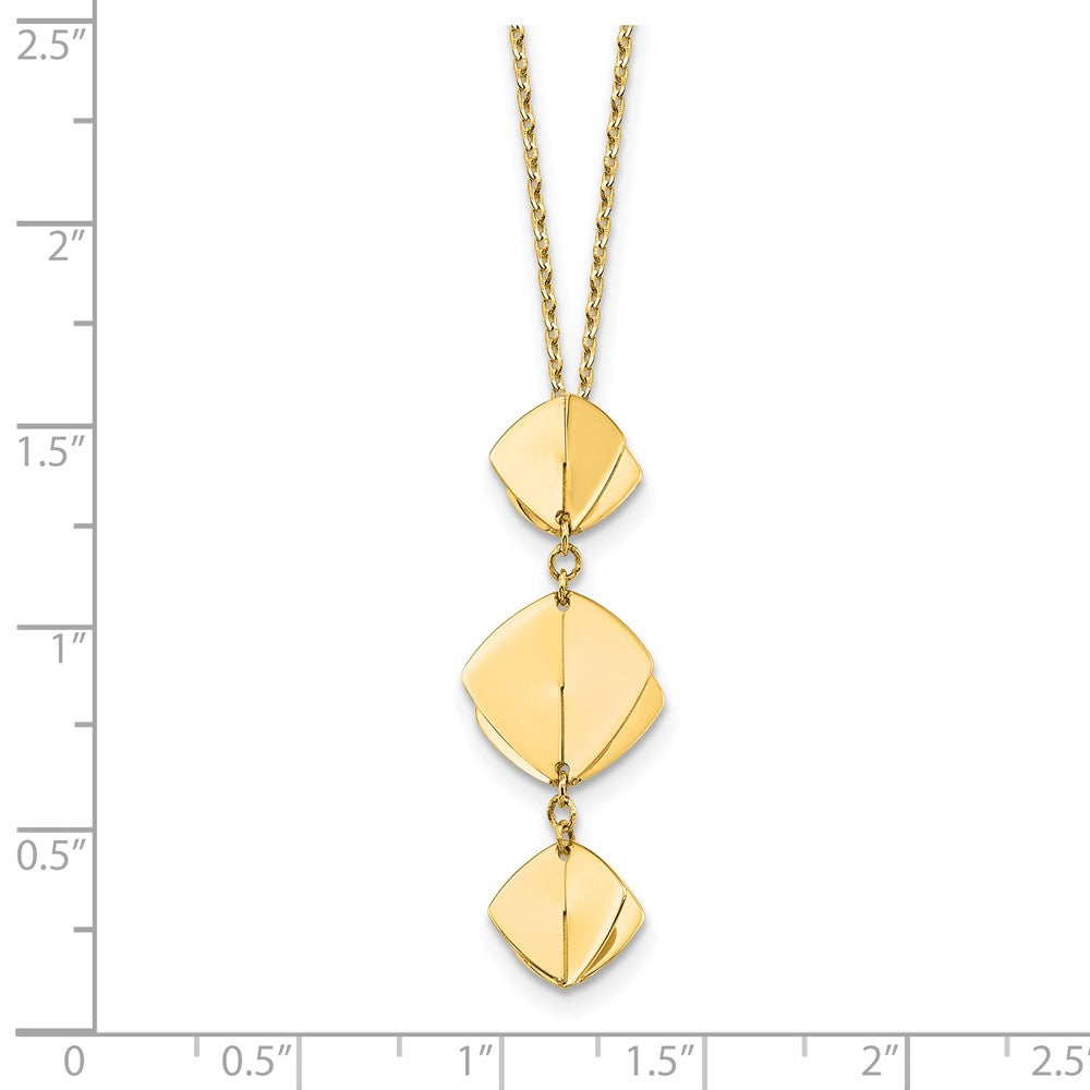 Polished Fancy Dangle Pendant Plus 2in ext. Necklace