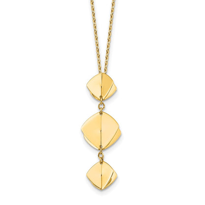 Polished Fancy Dangle Pendant Plus 2in ext. Necklace