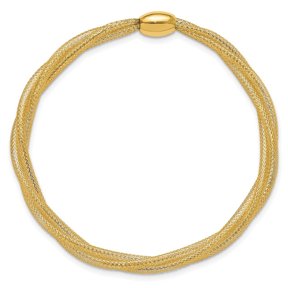 Mesh Twist Slip-on Stretch Bracelet - Yellow Gold