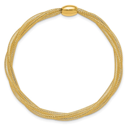 Mesh Twist Slip-on Stretch Bracelet - Yellow Gold