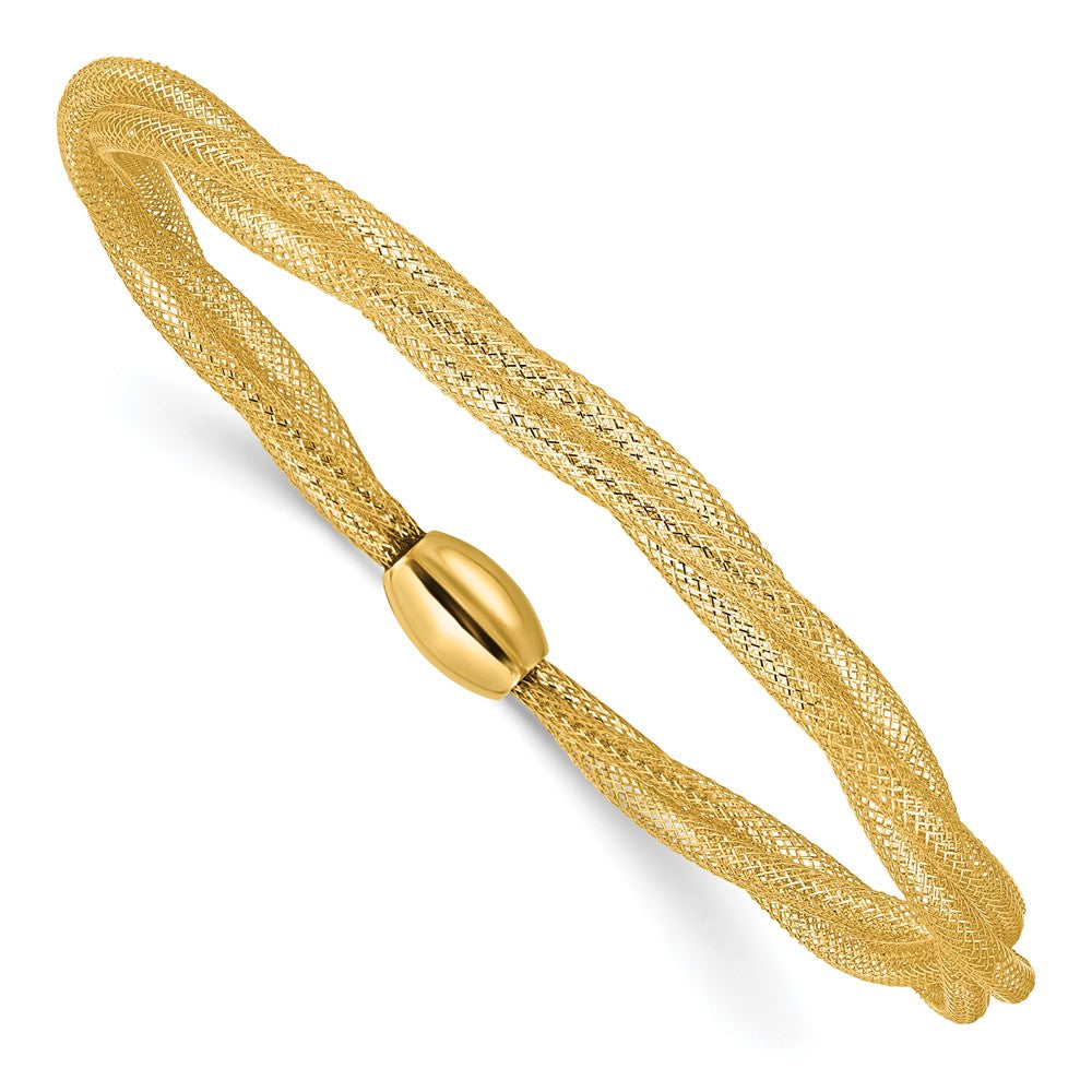 Mesh Twist Slip-on Stretch Bracelet - Yellow Gold