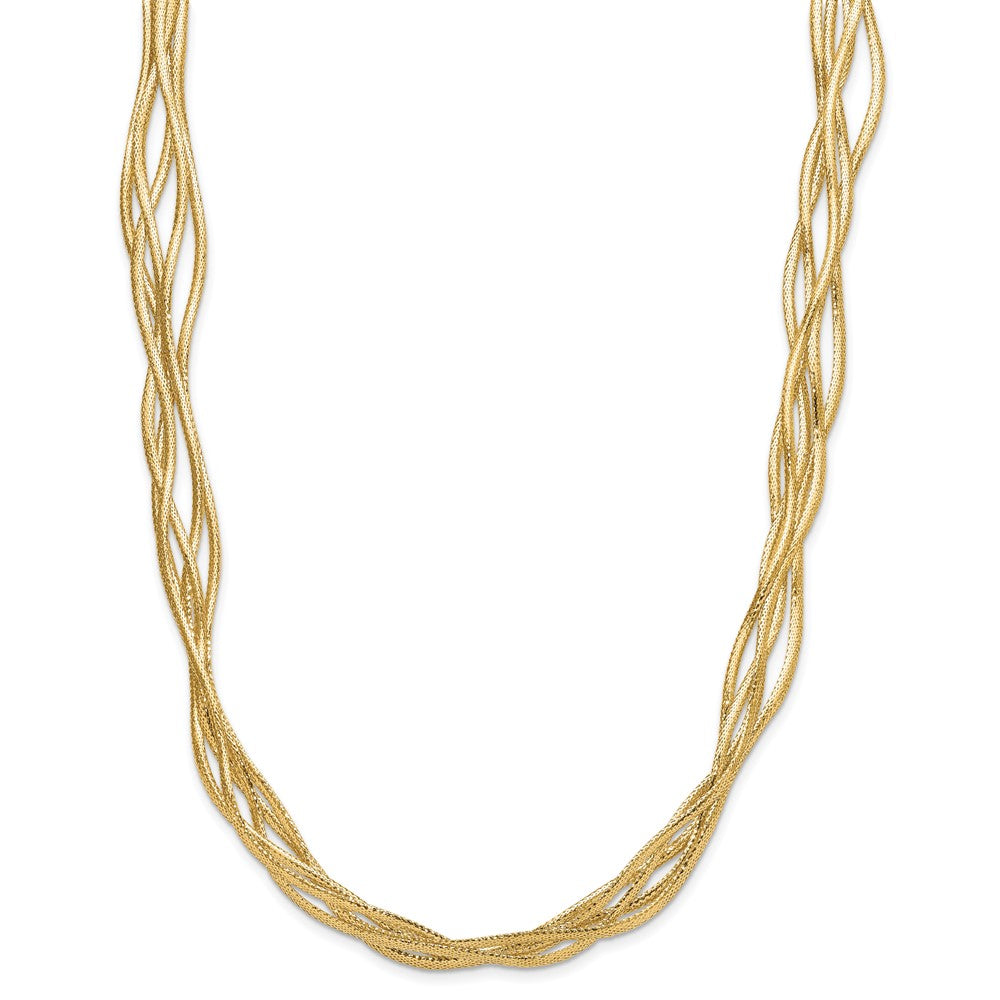 Mesh Diamond-cut 4-strand Wave Necklace 17"
