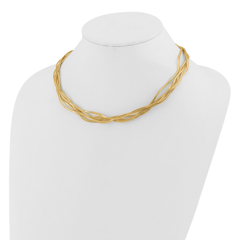 Mesh Diamond-cut 4-strand Wave Necklace 17"