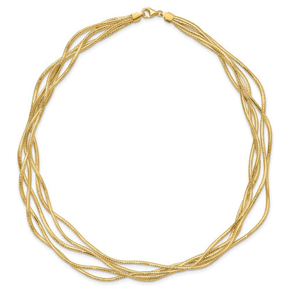 Mesh Diamond-cut 4-strand Wave Necklace 17"