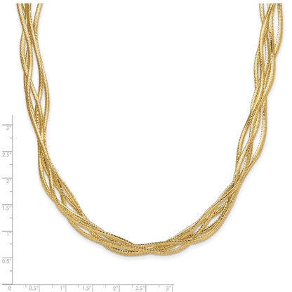 Mesh Diamond-cut 4-strand Wave Necklace 17"