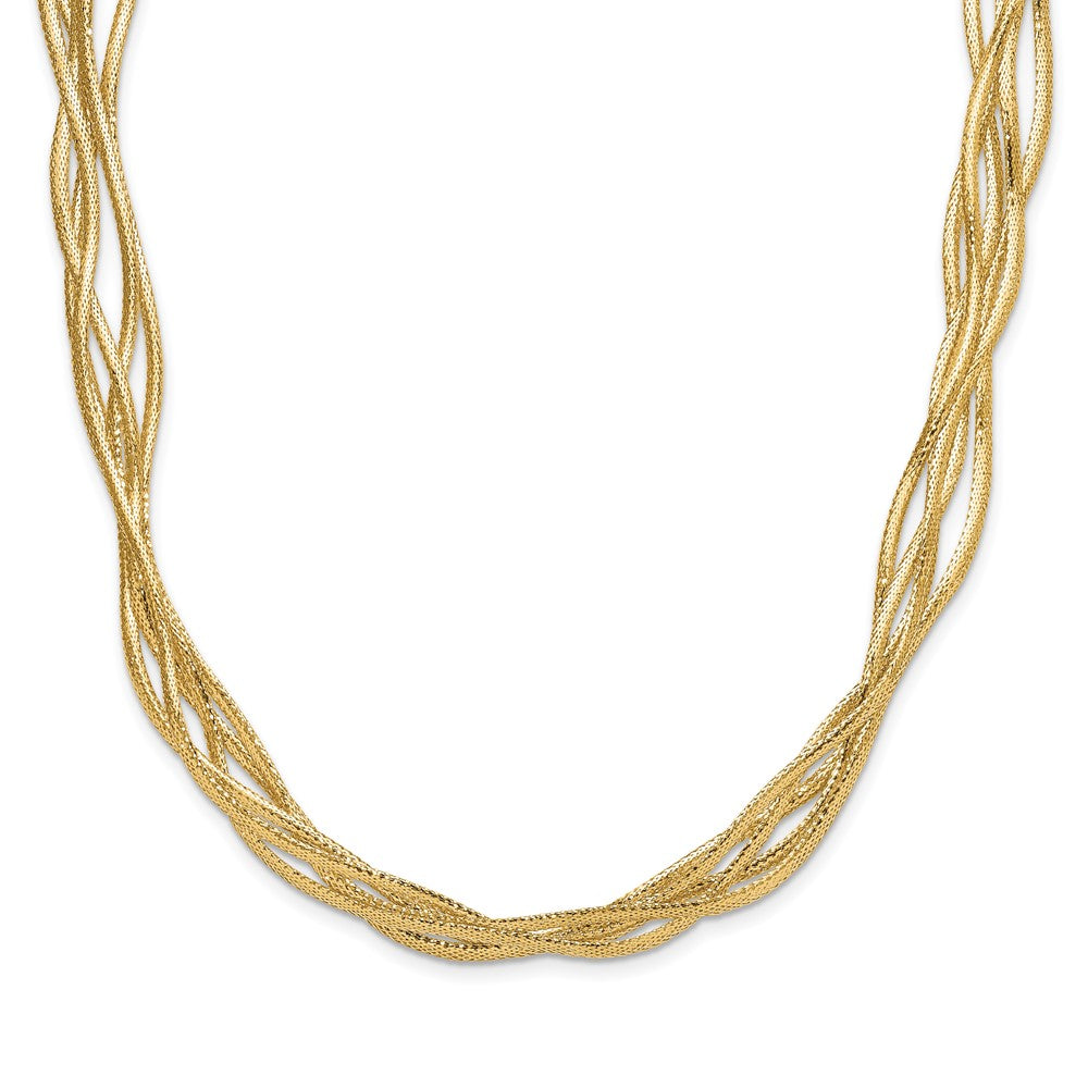 Mesh Diamond-cut 4-strand Wave Necklace 17"