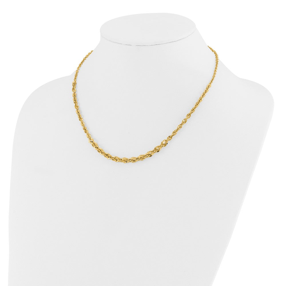 Polished and D/C Fancy Link Graduated Necklace 18"