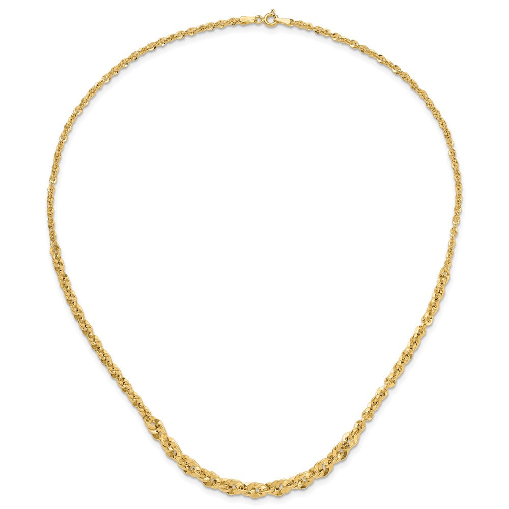Polished and D/C Fancy Link Graduated Necklace 18"