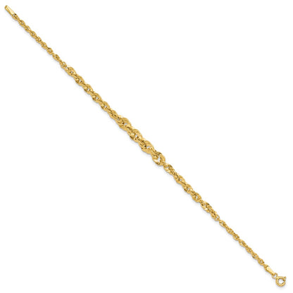 Polished and D/C Fancy Link Graduated Bracelet 7.5"