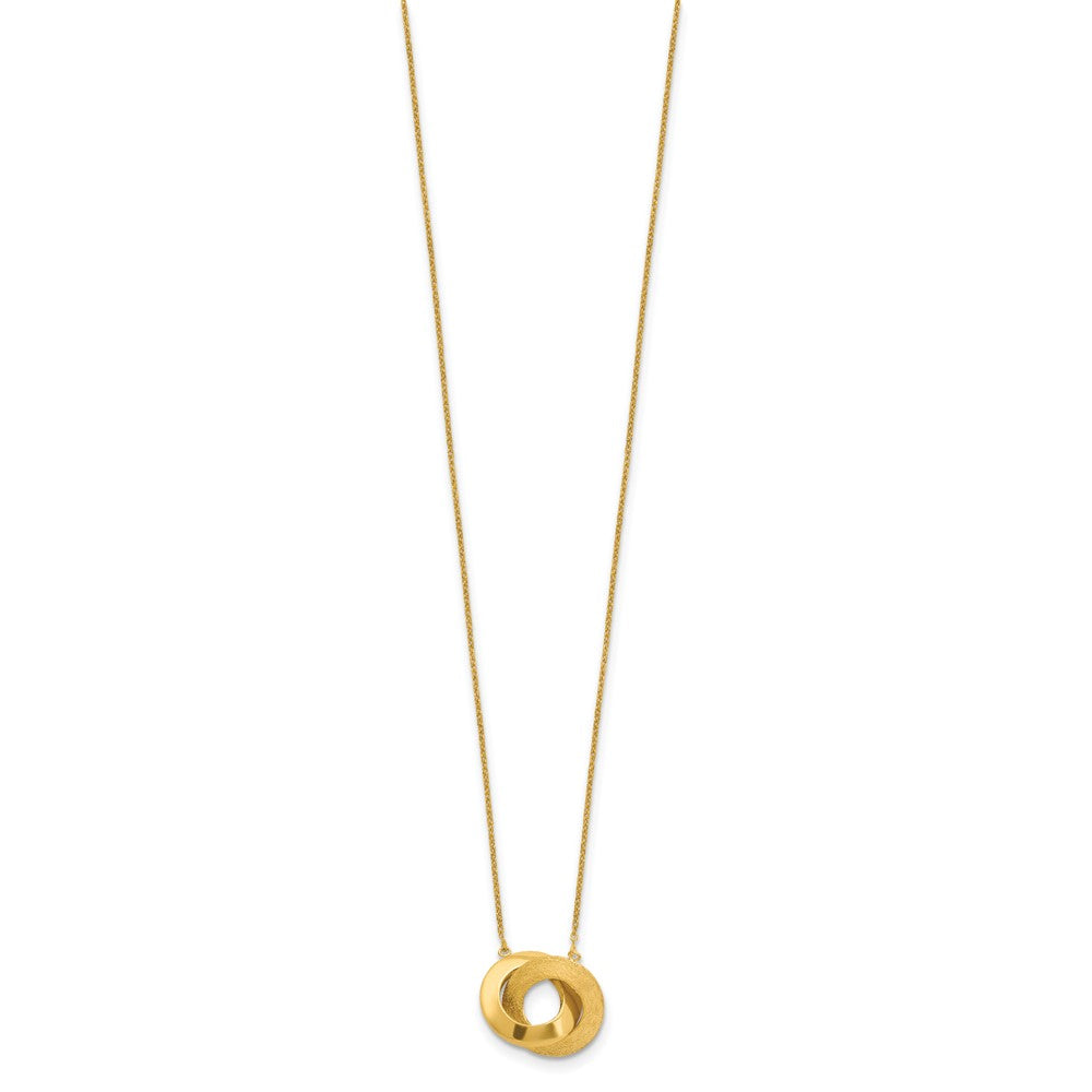 Polished and Brushed Double Circle with 2in ext Necklace