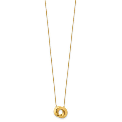 Polished and Brushed Double Circle with 2in ext Necklace