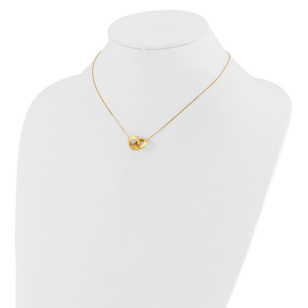 Polished and Brushed Double Circle with 2in ext Necklace