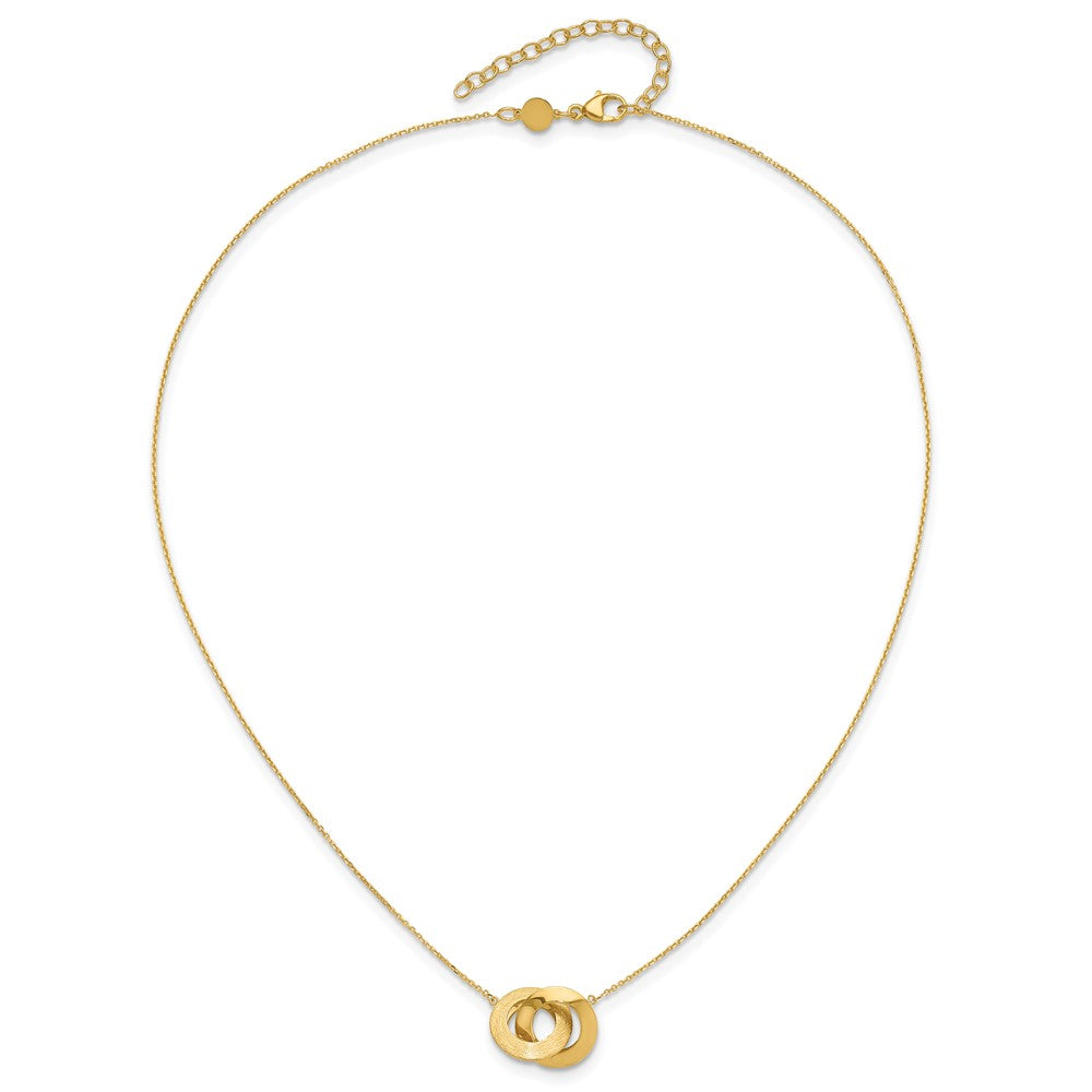 Polished and Brushed Double Circle with 2in ext Necklace