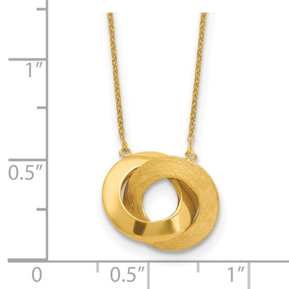 Polished and Brushed Double Circle with 2in ext Necklace