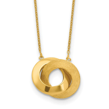Polished and Brushed Double Circle with 2in ext Necklace