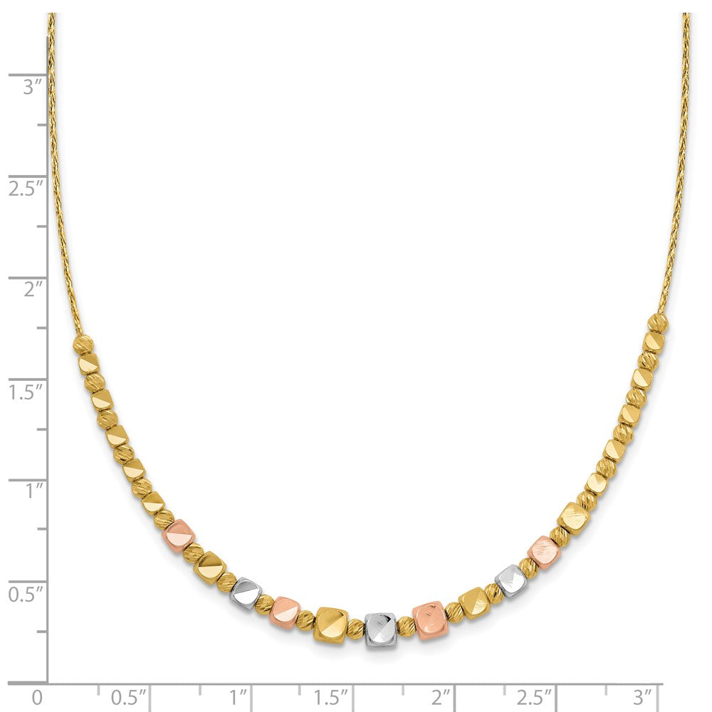 Polished / DC Square Beads w/1in ext. Necklace