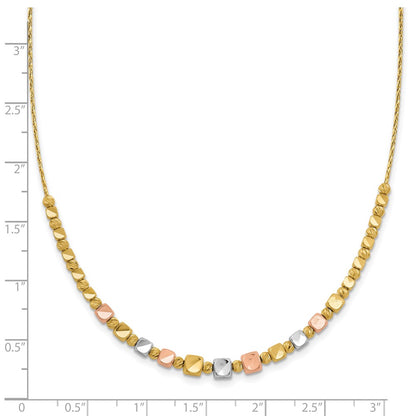 Polished / DC Square Beads w/1in ext. Necklace