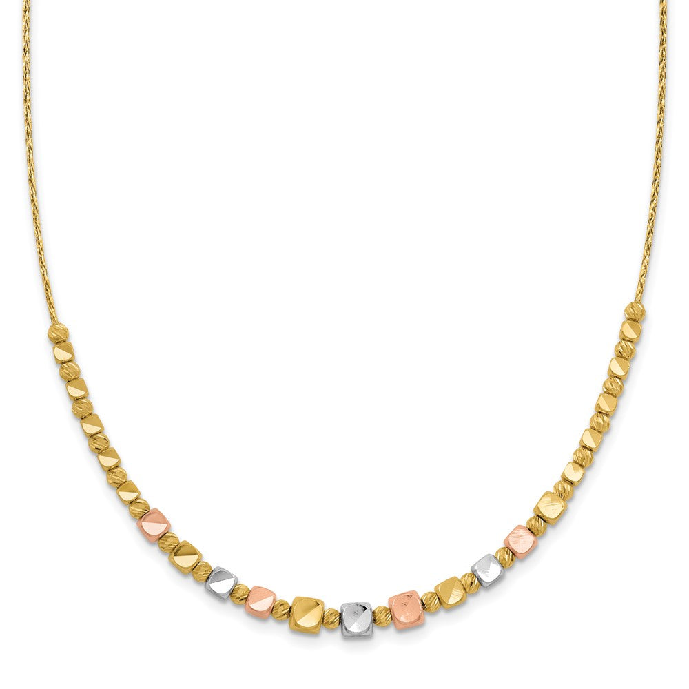 Polished / DC Square Beads w/1in ext. Necklace