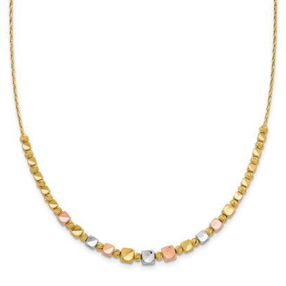 Polished / DC Square Beads w/1in ext. Necklace