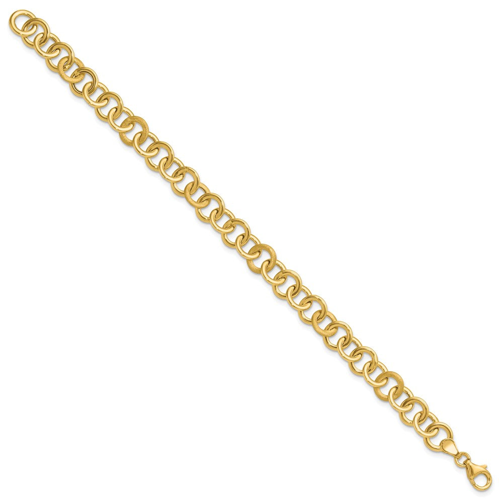 Polished and Satin Fancy Circle Link Bracelet 7.5"