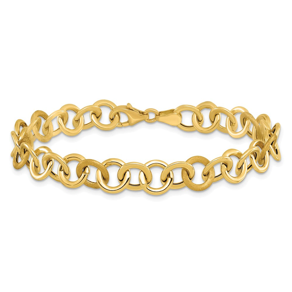 Polished and Satin Fancy Circle Link Bracelet 7.5"