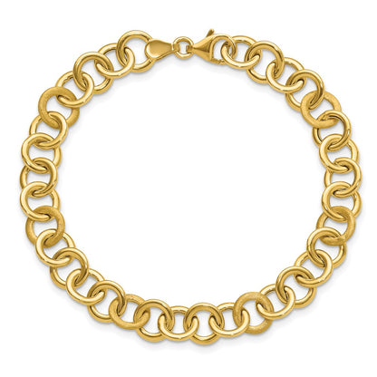 Polished and Satin Fancy Circle Link Bracelet 7.5"