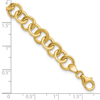 Polished and Satin Fancy Circle Link Bracelet 7.5"