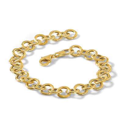 Polished and Satin Fancy Circle Link Bracelet 7.5"