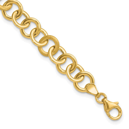 Polished and Satin Fancy Circle Link Bracelet 7.5"