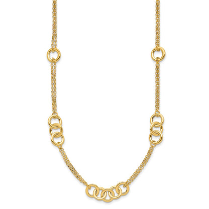 Polished 2-strand with Circles Necklace 17"