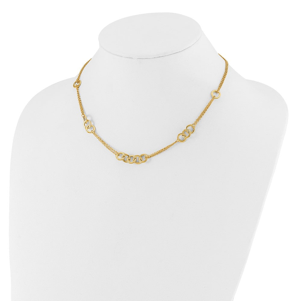 Polished 2-strand with Circles Necklace 17"