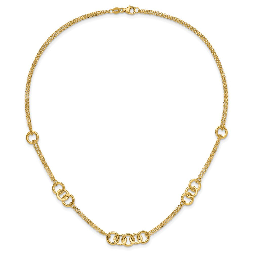 Polished 2-strand with Circles Necklace 17"